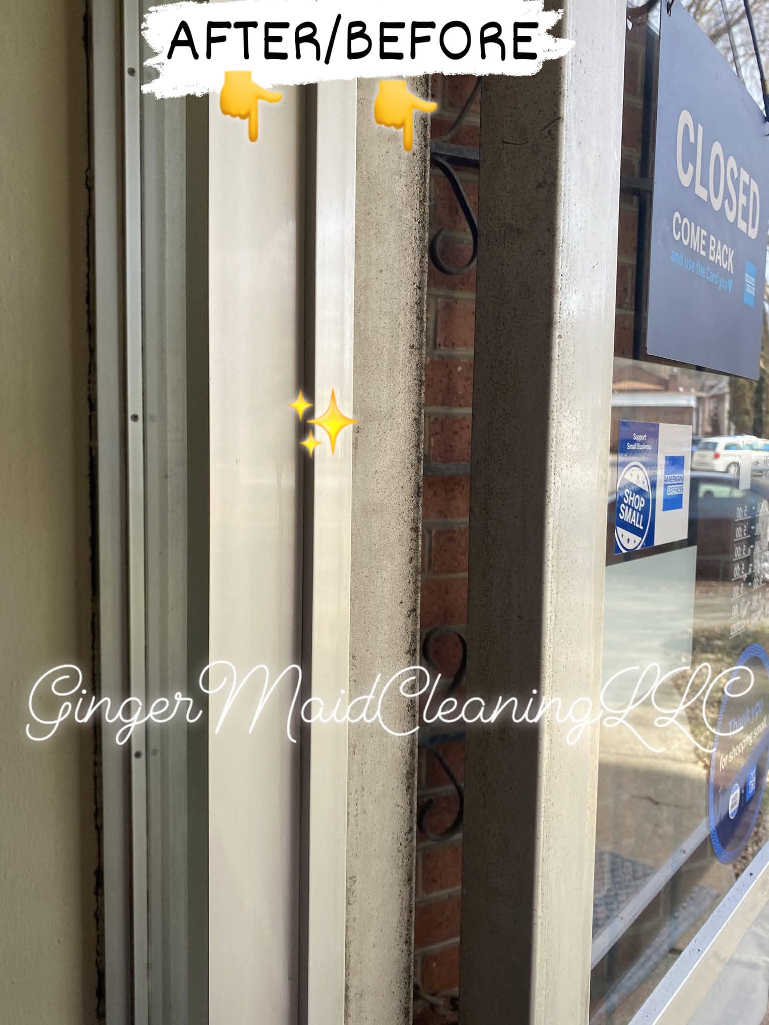 Door frame before and after detail clean