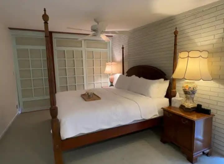 Crisp white bedroom setup